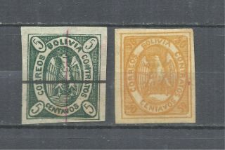 Bolivia Classics Stamps Condor Year 1867 Scott 1 And Scott 5