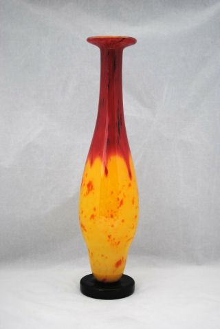 Art Deco Charles Schneider Charder Le Verre Francais Art Glass Vase 17.  75 Inches