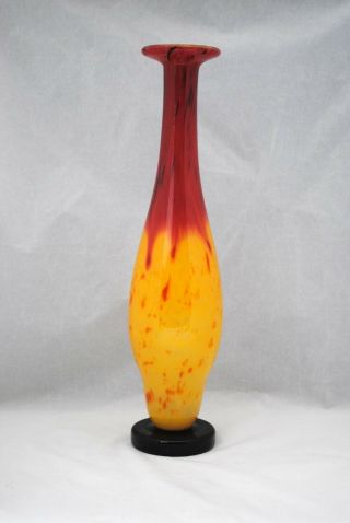 Art Deco Charles Schneider Charder Le Verre Francais Art Glass Vase 17.  75 inches 2