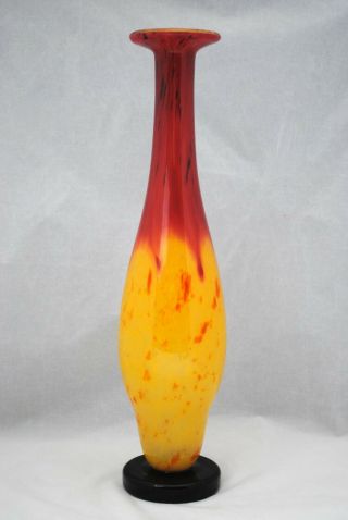 Art Deco Charles Schneider Charder Le Verre Francais Art Glass Vase 17.  75 inches 3