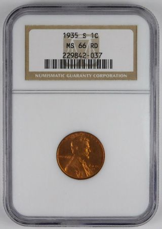 1935 - S Lincoln Wheat Cent - Ngc Ms 66 Rd