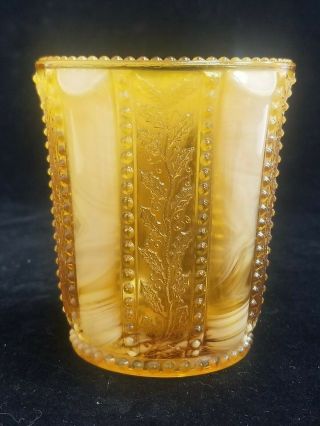 Greentown Glass Holly Amber Spoon Holder/spooner Golden Agate,  National Glass Co