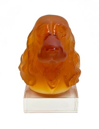 Daum Pate De Verre Art Glass English Cocker Spaniel Dog Head Figurine