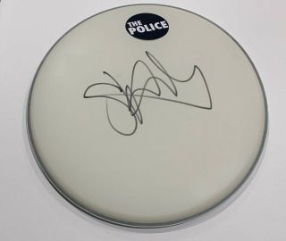 Stewart Copeland Signed 16 Inch Drumhead The Policeproof Drum Head