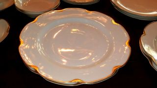 Set Of 6 Dinner Plates,  Haviland Limoges,  Schleiger 805,  Gold Trim