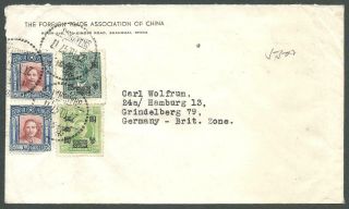 China 1947 Oct.  27 Shanghai To Germany Cover Clear Cancel