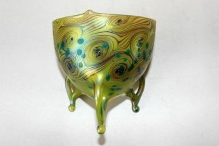 Loetz Austria Glass Vase Standing On 3 Openworked Feels Not Signed Art Nouveau
