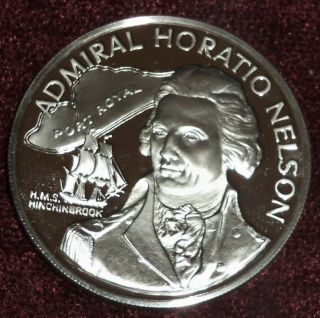 1976 Jamaica $10 Admiral Nelson Sterling Silver Proof,  Crown 43.  6 Gms Tw