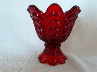 Fenton Double Ended Ruby Red Draped Candle Holder 2005 Celebrating 100 Years
