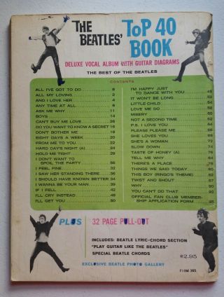 1965 Beatles’ Top 40 Book The Very Best of the Beatles Vocal Album Guitar Cords 2