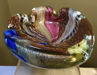 Vintage Murano Fused Glass Bowl Gulio Radi For A.  V.  E.  M Polichrome