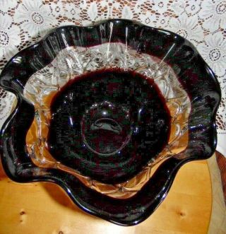Vintage Large Glass Handkerchief Bowl