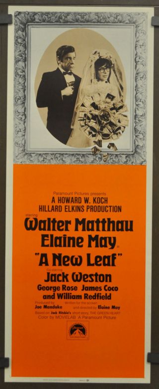 Leaf 1971 14x36 Movie Poster Walter Matthau Elaine May Jack Weston