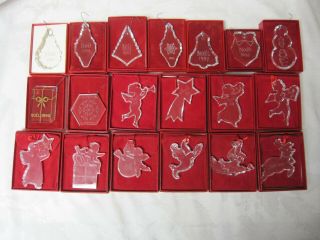 Set Of 19 Baccarat France Crystal Annual Christmas Ornaments 1983 - 2001 W/ Boxes