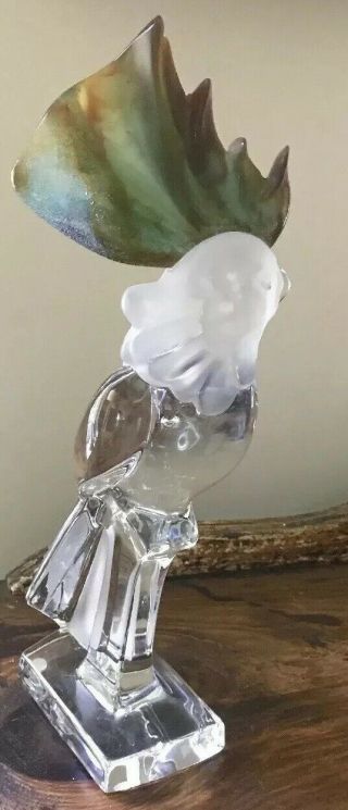 Vintage Mid - Cent Daum Lg Crystal Pate De Verre Glass Cockatoo Parrot Bird