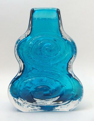 Lovely Vintage Whitefriars Kingfisher Blue Cello Glass Vase - Geoffrey Baxter