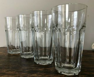 Set Of 4 Tall Clear Libbey Gibraltar Flat Iced Tea Glasses 7 "