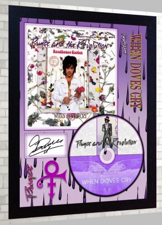 Prince Framed Photo Poster Cd Disc When Doves Cry 17 Days Purple Rain
