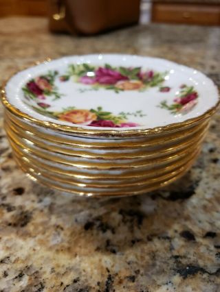 Royal Albert Old Country Roses Set 7 Pats /jam/porcelain Coaster Dishes