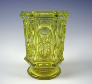 Antique Boston & Sandwich Flint Glass Star And Punty Spill Vase Canary Yellow
