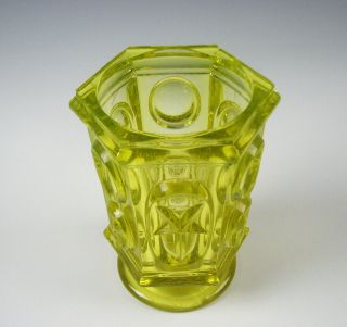 Antique Boston & Sandwich Flint Glass Star and Punty Spill Vase Canary Yellow 2