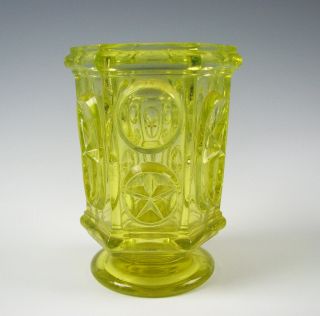 Antique Boston & Sandwich Flint Glass Star and Punty Spill Vase Canary Yellow 3