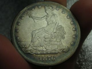 1876 - S Trade Silver Dollar - Toned Xf Details