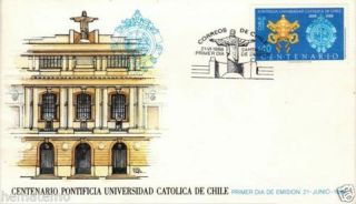 Chile 1988 Fdc Centenario Pontificia Universidad Catolica De Chile