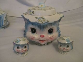 Vintage Lefton Miss Priss Kitty Cat Cookie Jar And Salt & Pepper Shakers Look
