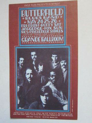 Stooges Butterfield Blues Band Mc5 Grande Ballroom Postcard Gary Grimshaw