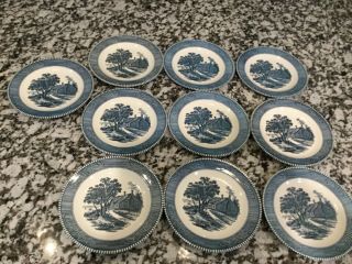 Set of 10 Royal China Currier and Ives 7 3/8 