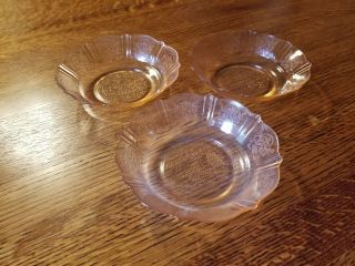 3 Pink American Sweetheart Depression Glass Bowls 5 3/4 "