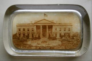 19th Century Glass Paperweight Depicting White House