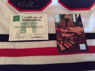 Chevy Chase Clark Griswold Christmas Vacation signed Black Hawks Jersey 3