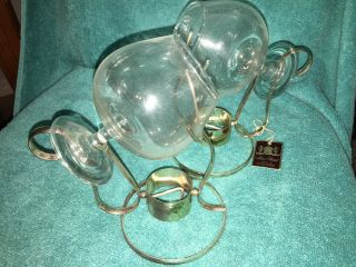 Set Of 2 Silver Plated Brandy Snifters With Warming Holder