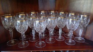 Gorham Crystal Lady Anne Gold Rimmed Wine & Water Glasses Discontinued