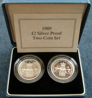 1989 United Kingdom - 2 Pound - Tercentenary Of The Bill Of Rights - 2 Pc.  Silver