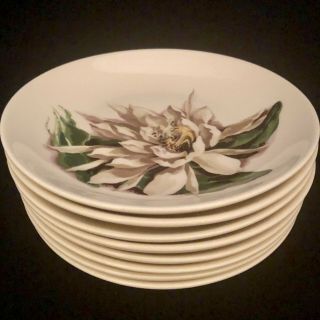 Vintage Santa Anita Ware Night - Blooming Cereus 6 1/2” Bread Plate Set of 8 USA 3