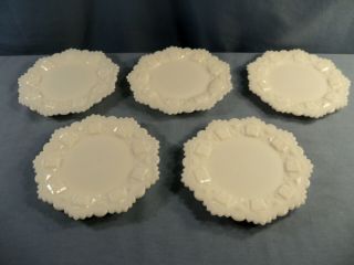 Set Of 5 Westmoreland White Milk Glass Old Quilt Bread & Butter Plates