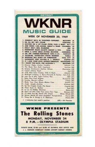The Rolling Stones 1969 Wknr Detroit Concert Handbill Music Guide