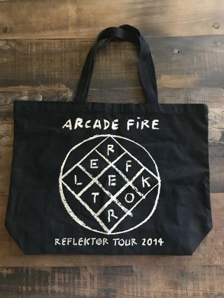 Arcade Fire 2014 Reflektor Tour Black Tote With Reflektor Logo