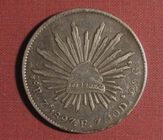 1897 Zs Mexico 8 Reales - Strong Details,  Zacatecas,  Final Year Production