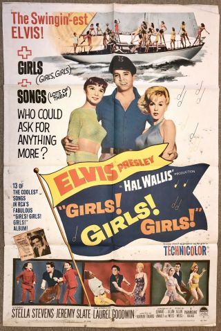 Girls Girls Girls Elvis Presley Movie Poster 27 X 41 Good