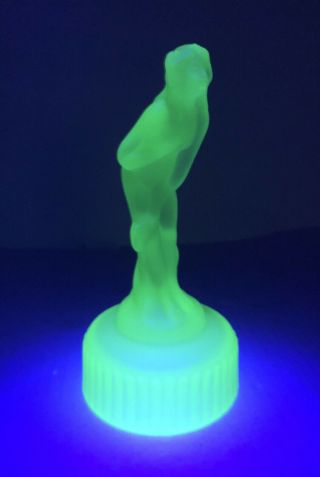 Imperial Glass Green Satin/uranium Figurine,  Bashful Charlotte/venus Rising