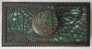 1910 Tiffany Studios York Bronze & Favrile Glass Pine Needle Rocker Blotter