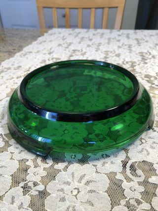 Vintage Anchor Hocking Forest Green Punch Bowl Base/stand