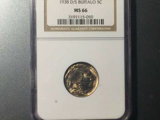 1938 D/s Buffalo Nickel,  5c,  Ngc Ms66,  Toning,  Error Coin