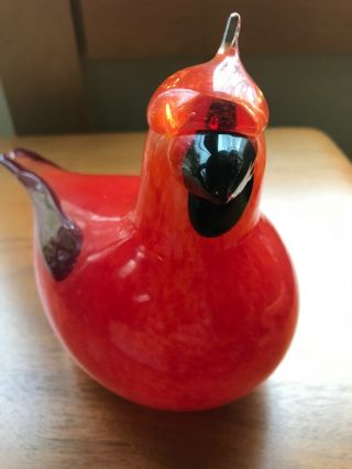 Birds By Oiva Toikka 1972 - Iittala Art Glass - Red Cardinal With Box