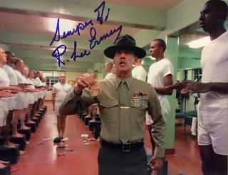 R.  Lee Ermey Signed Full Metal Jacket 8x10 Photo A Sgt.  Hartman Jelly Donut