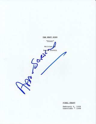 Aaron Sorkin Signed The West Wing Full 60 Page Pilot Script Screenplay Teleplay